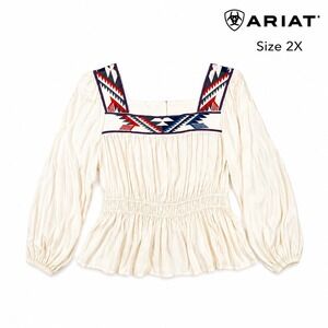 Ariat Chimayo Collection XXL Southwestern Embroidered Peasant Top Western Boho